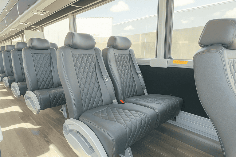 interior of Amherst Coach Bus Service charter bus