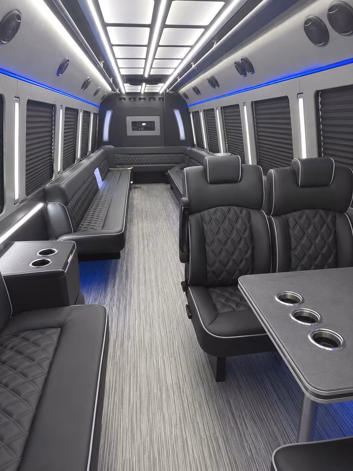 amherst 25 passenger party bus inside