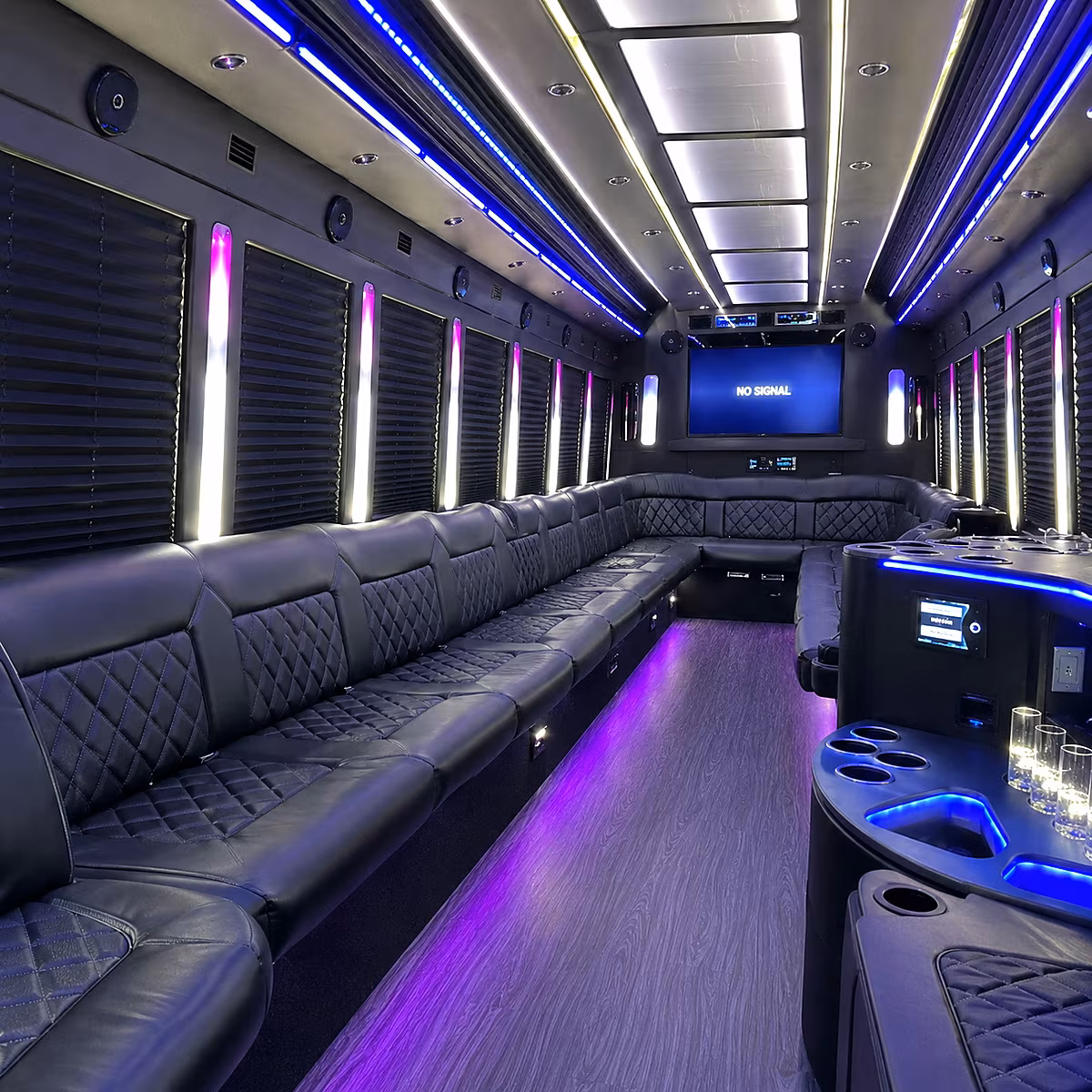 amherst 30 passenger party bus inside