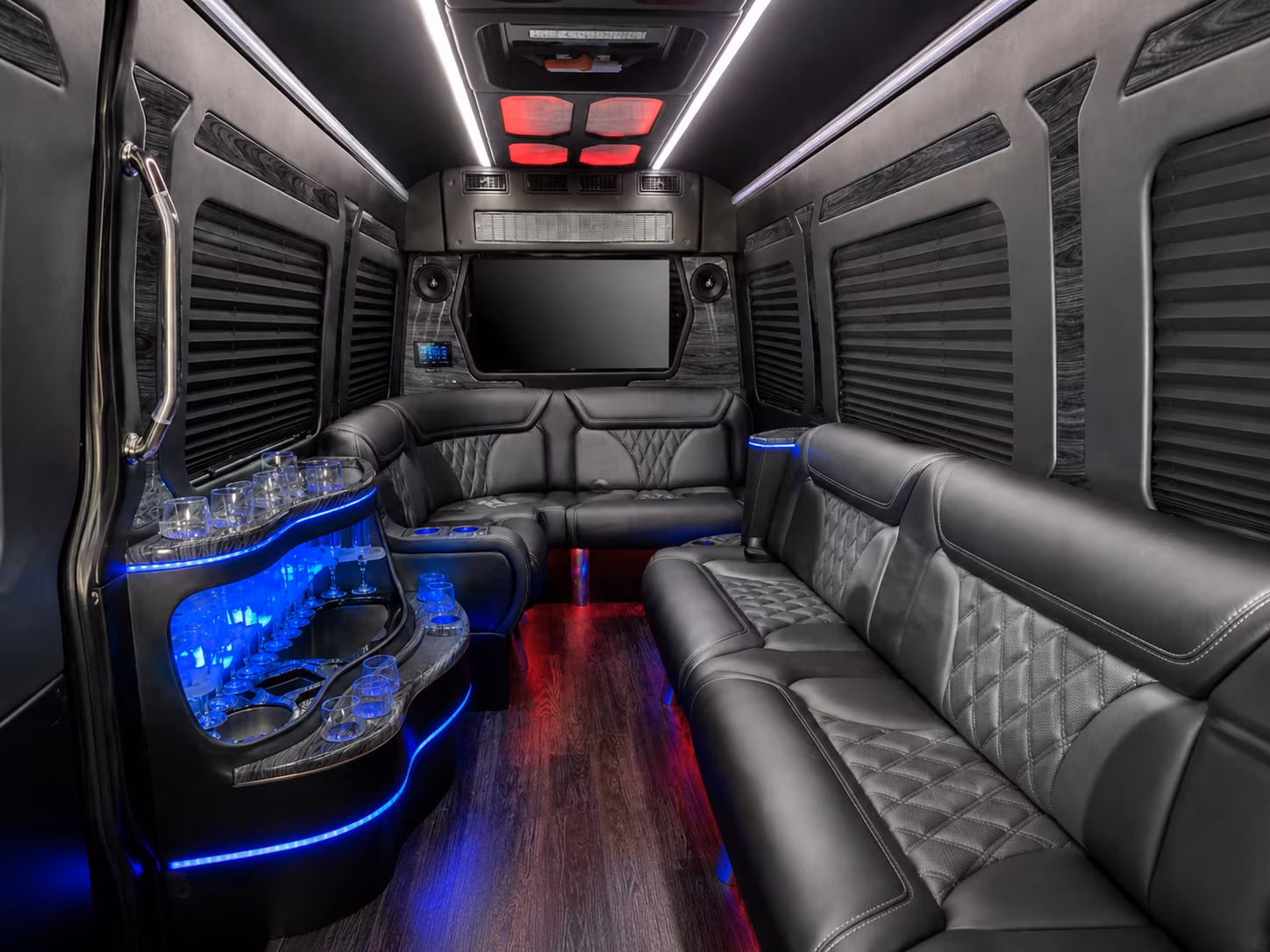 amherst 50 passenger party bus interior